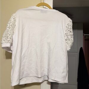 CeCe White Top with Lace Sleeves